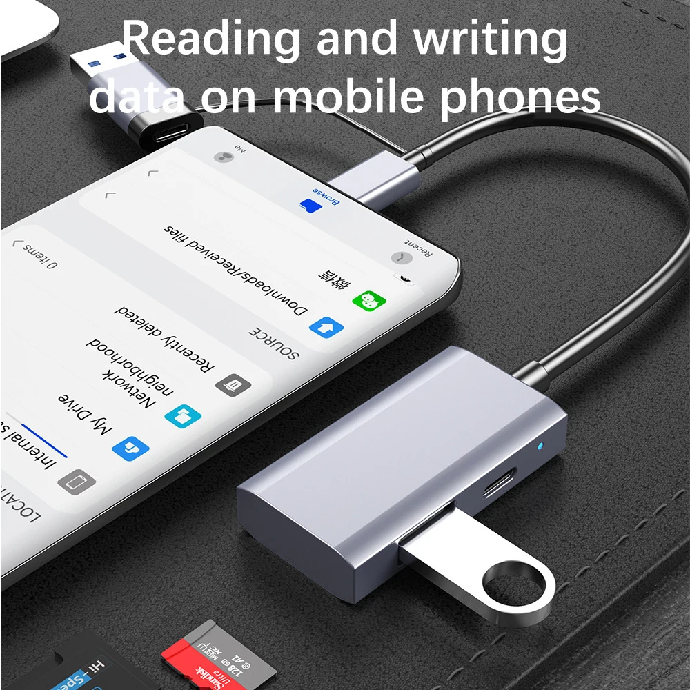 UTHAI TF24 ملحقات الكمبيوتر المحمول Type-C إلى USB 3.0 HUB SD TF هاتف الكمبيوتر OTG متعدد الوظائف قارئ بطاقات عالي السرعة