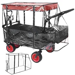 Rain Protective Cover For Wagon Push-Pull Wagon Wind Cover Folding Wagon Canopy Attachment Strolller Trolley Cart Accessories