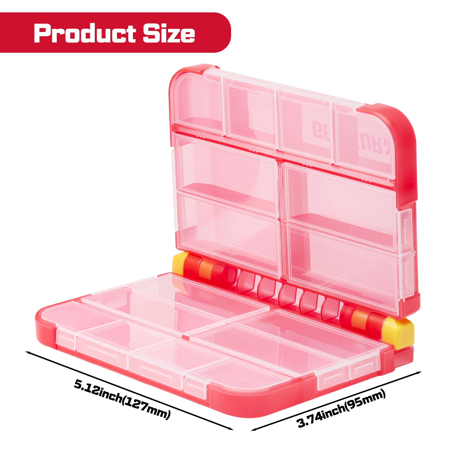 Geinxurn Small Storage Parts Organizer, 2PCS Red Portable Plastic Box with Dividers