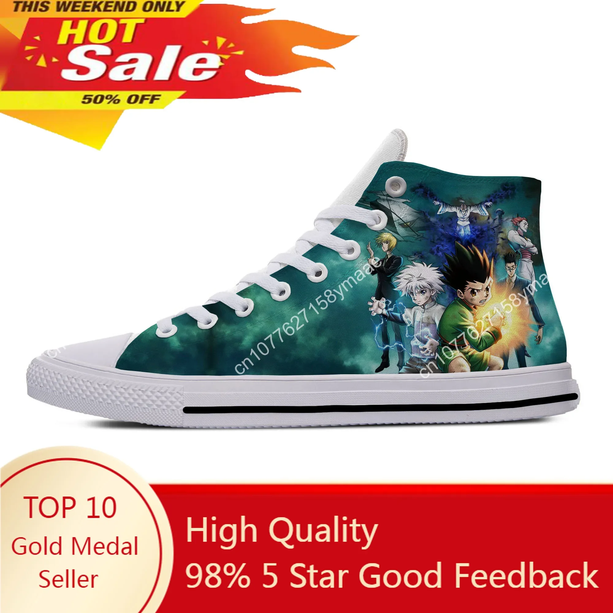 

Anime Manga Hunter X Hunter Killua Zoldyck Funny Casual Cloth Shoes High Top Lightweight Breathable 3D Print Men Women Sneakers