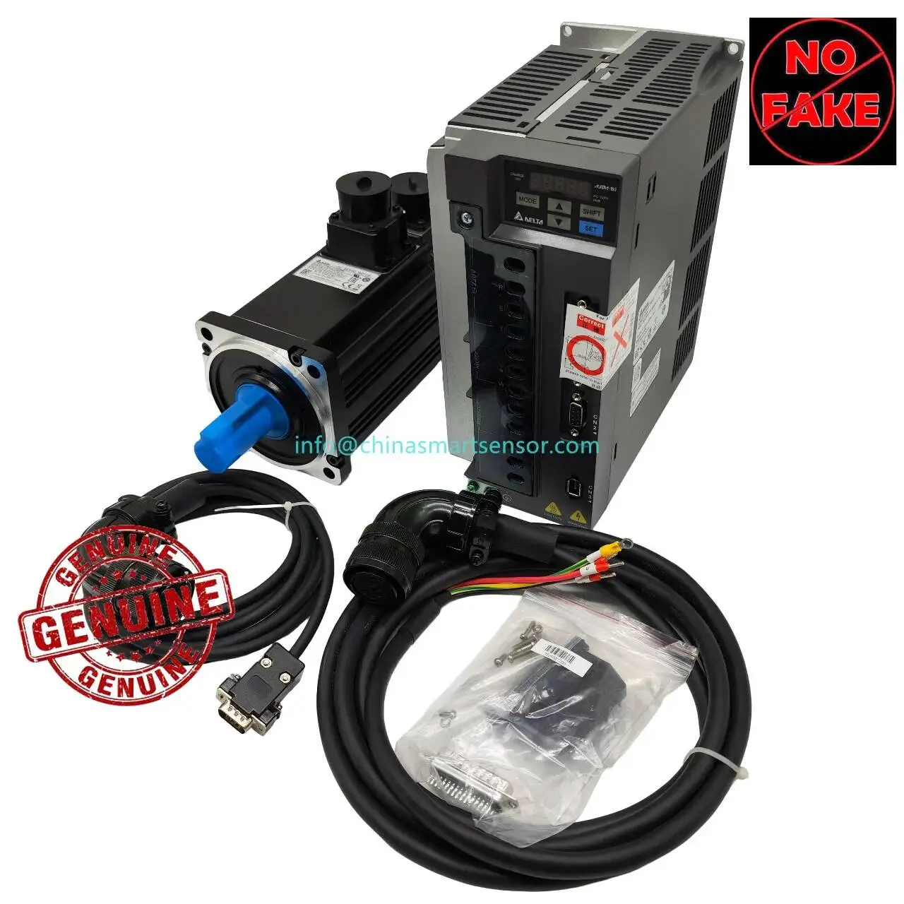 100% Genuine 2 kw Servo Motor ECMA-C11020RS 110 VAC 6.37 N.m 3000 rpm And Servo Drive ASD-B2-2023-B 3m Encoder and Power Cables