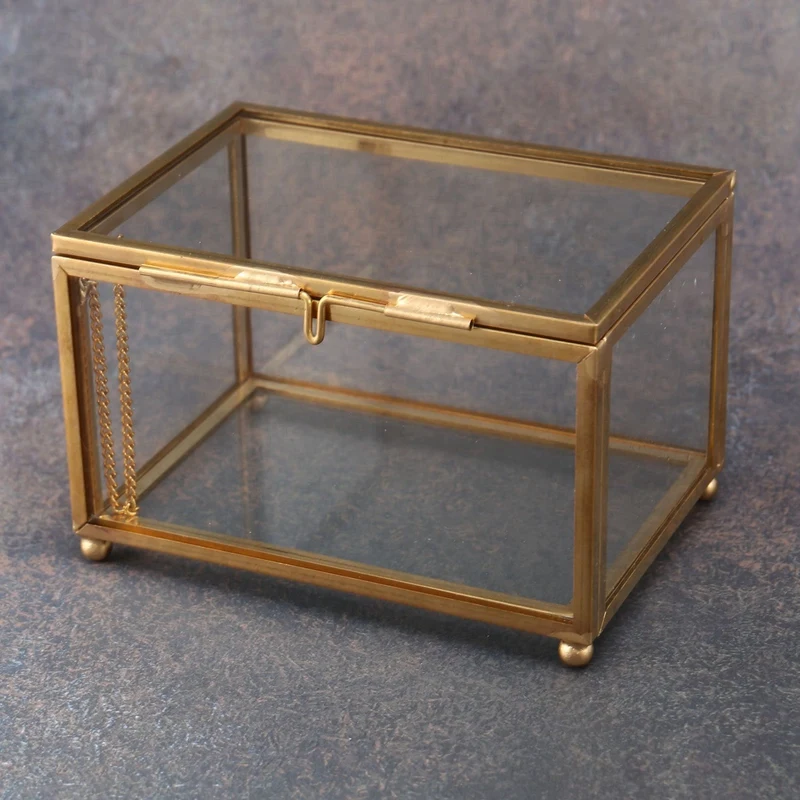 5X Geometric Glass Style Jewelry Box Table Container For Displaying Jewelry Keepsakes Home Container Ewelry Storage