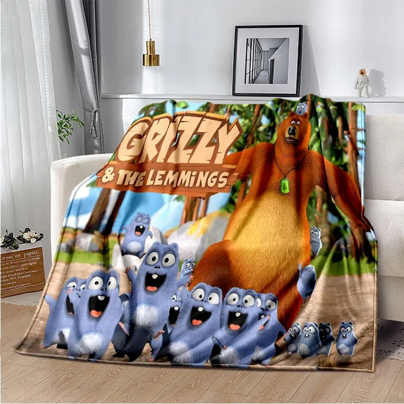 Grizzy and The Lemmings Animation Blanket Cartoon Soft Comfortable Sofa  Bed  Children's Bedroom Decorative Bedspread