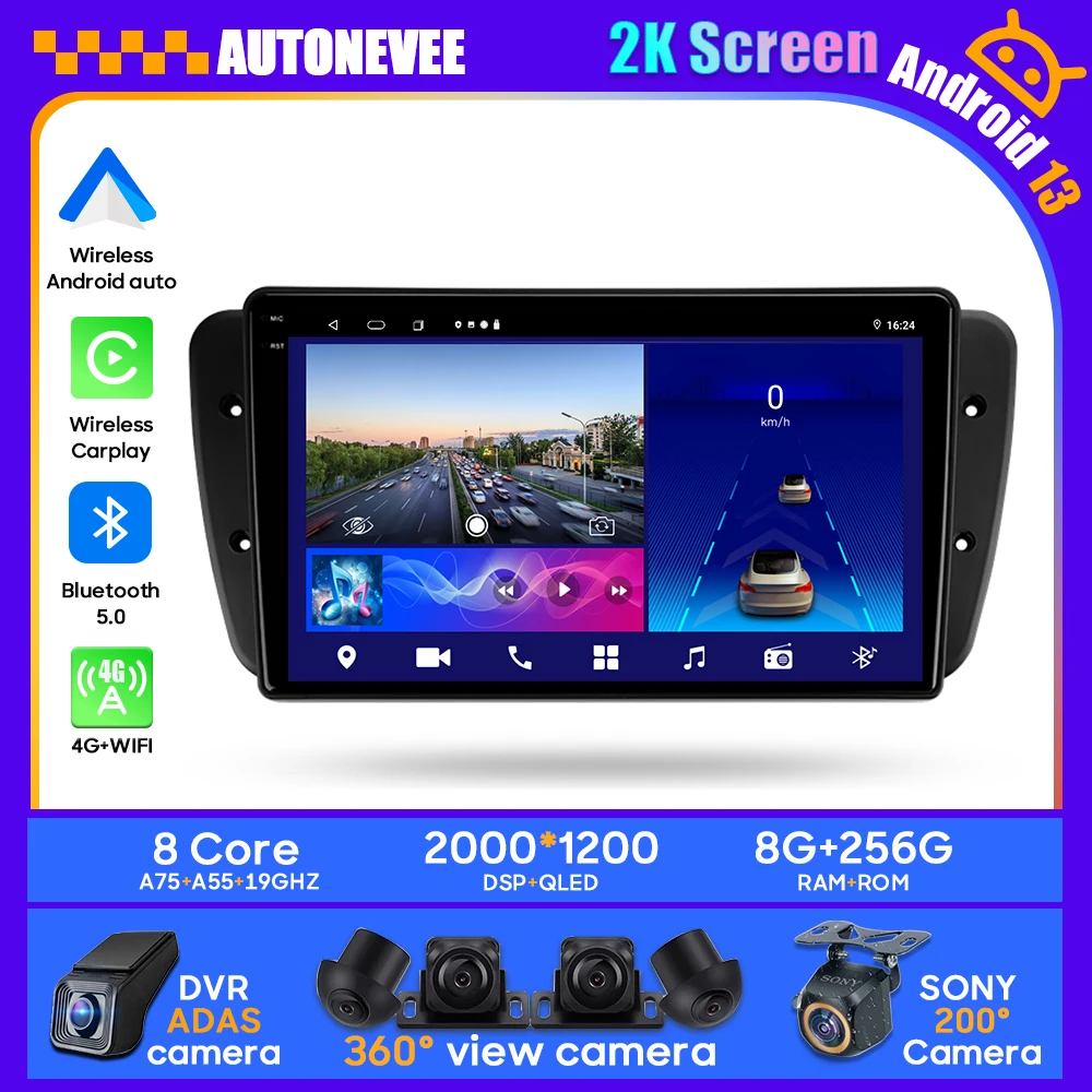 

For SEAT Ibiza 6J IV 4 2008 - 2015 Android 13 Car Head Unit Multimedia GPS Player Radio Wireless Carplay Android Auto No 2din BT