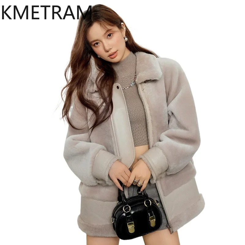 Real Merino Wool Fur Coat Women Luxury Natural Sheepskin Fur Jacket Winter New in Coats Womans Clothing 2024 дубленка женская