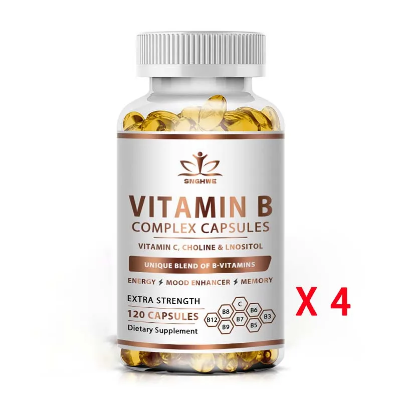 B-Complex Vitamin Supplements (B1 B2 B3 B5 B6 B12 Folic Acid&Biotin) Relieve Stress Improve Immunity System Strong Bones &Teeth