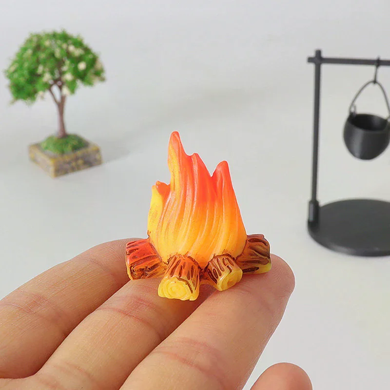 Miniature Campfire And Teapot, Modern Fantasy-themed Miniature Sculpture Decorations, Home And Kitchen DIY Craft Accessories