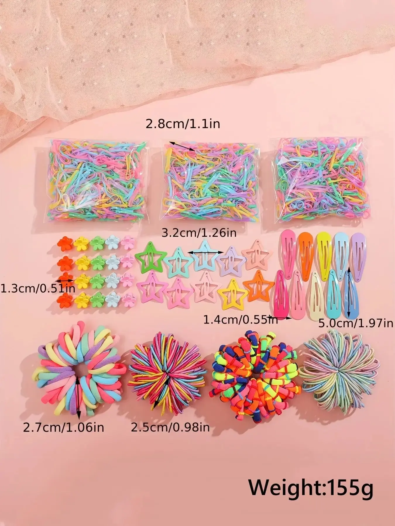 1000 New Dopamine Fashion Colored Hair Rope Small Flower Grab Set For Women Children As Gift (Color Random) 2024