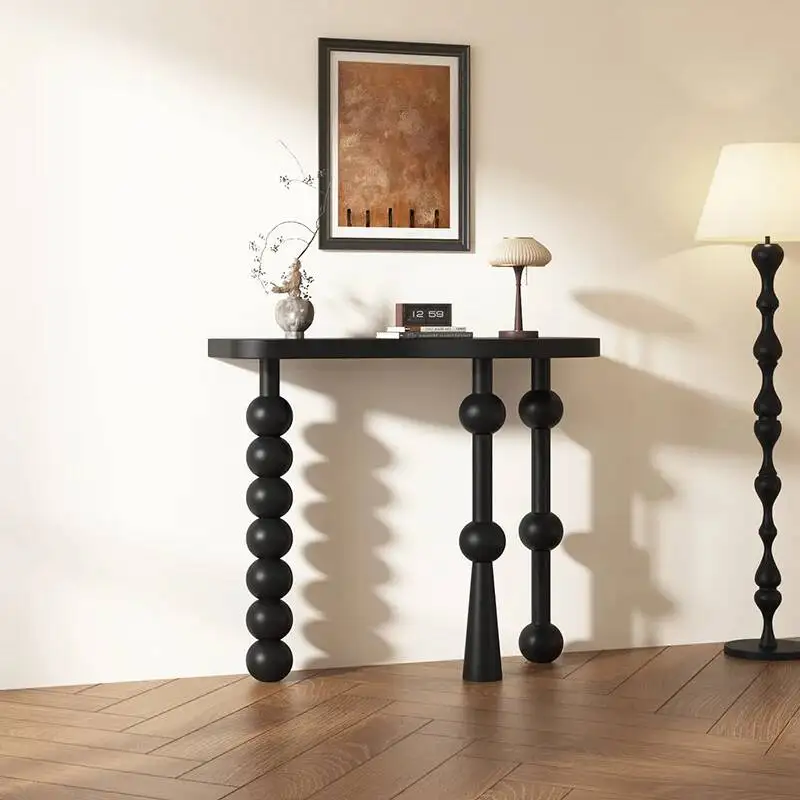 Black Narrow Console Table Kawaii Elegant Design Minimalist Console Table Trendy Luxury Console Meuble Living Room Furnitures image 6