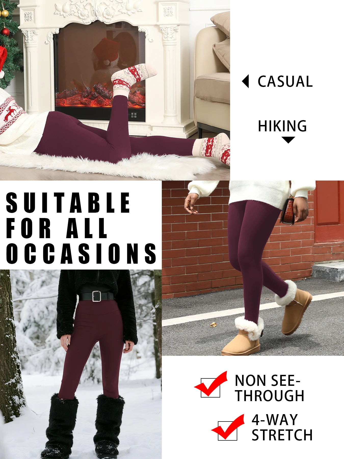 Women's high waisted fleece-lined leggings Features thick soft fabric tummy control and thermal warmth for winter workout