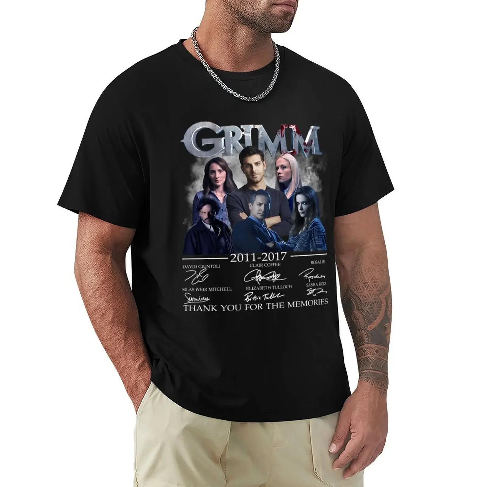 Grimm Movie 2011-2017 Cast Full Signed David Giuntoli Bitsie Tulloch Mens Womens black T-Shirt new edition blanks mens t shirt