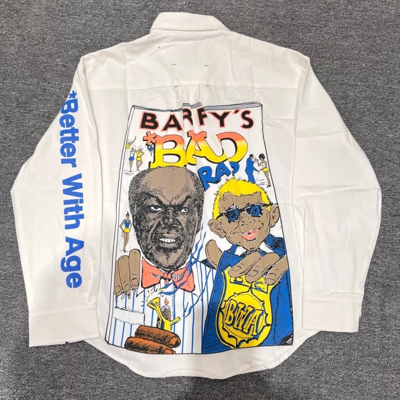 Vintage Streetwear Long Sleeve Shirt Unisex Oversized Comic Graphic Button Shirt