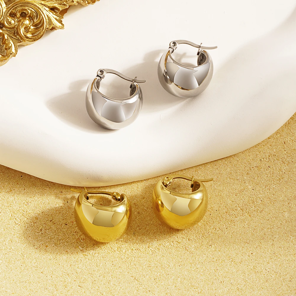 Stainless Steel Europe And America Fashion Minimalism Spherical Stud Earrings Jewelry Gift For Women