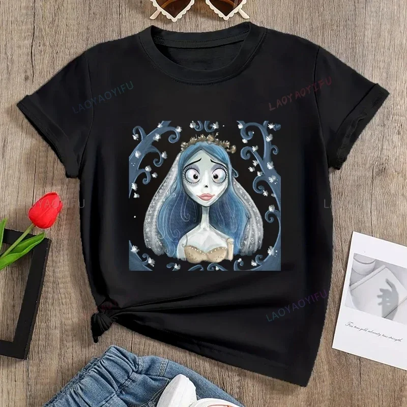 

"Corpse Bride" Poster Emily's Graphic Printed Shirt, Harajuku Style Top, Women's Fashion Casual Short Sleeve Cotton T-shirt