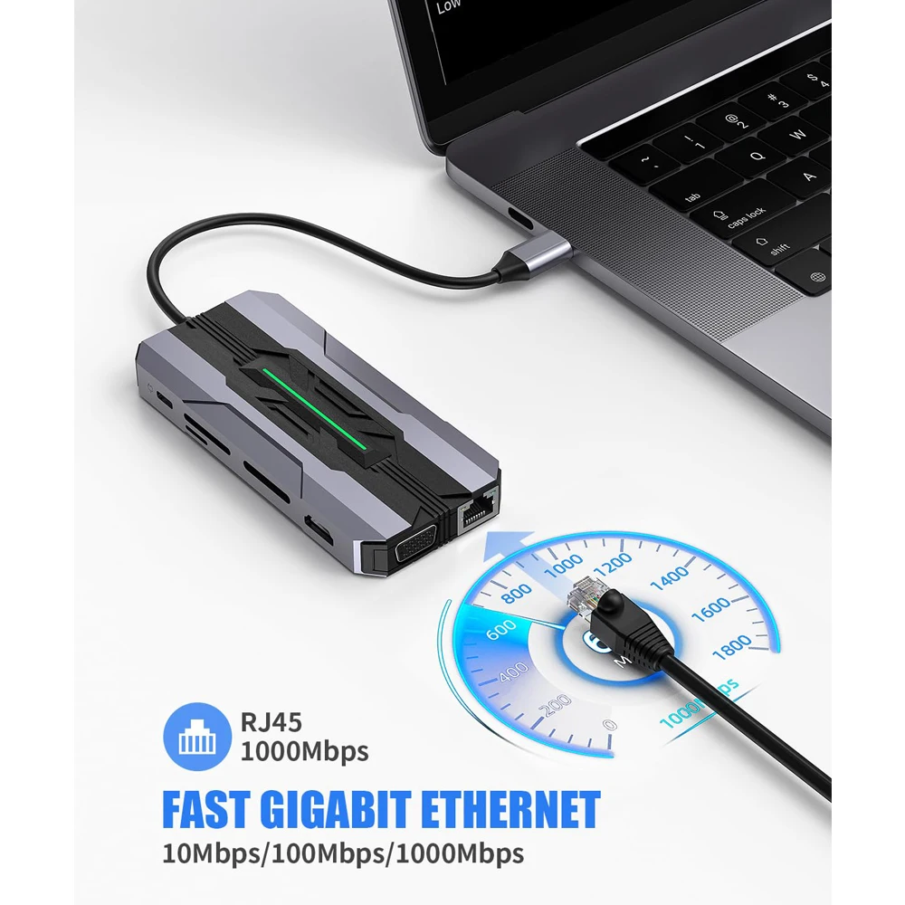 Imagem -05 - Forida-usb c Adaptador Multiport 13 em 4k Hdmi Vga pd 100w Porta Ethernet Usb 3.0 Apto para Macbook Dell hp Laptops Lenovo