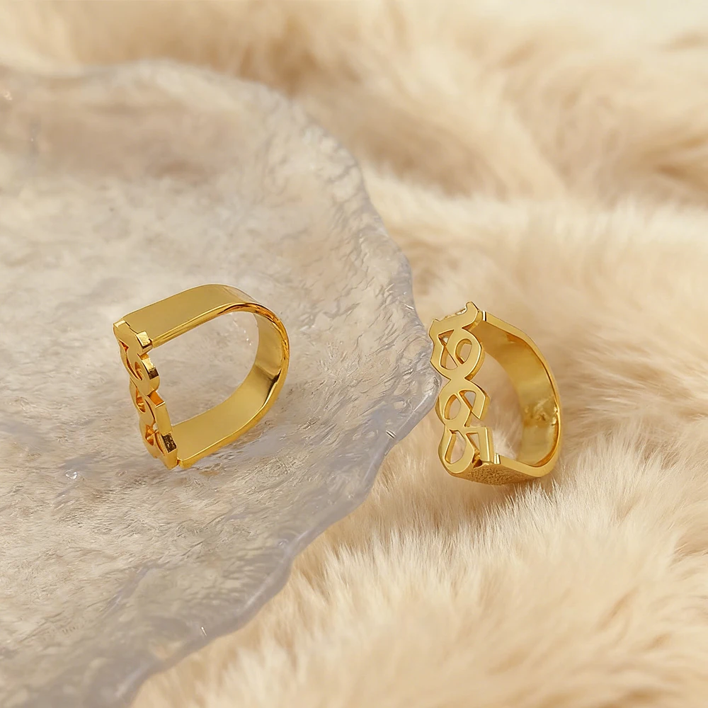 Personalized gothic Digital ring men Customized Year Number Stainless Steel Rings Couple dating Jewelry birthday Gifts