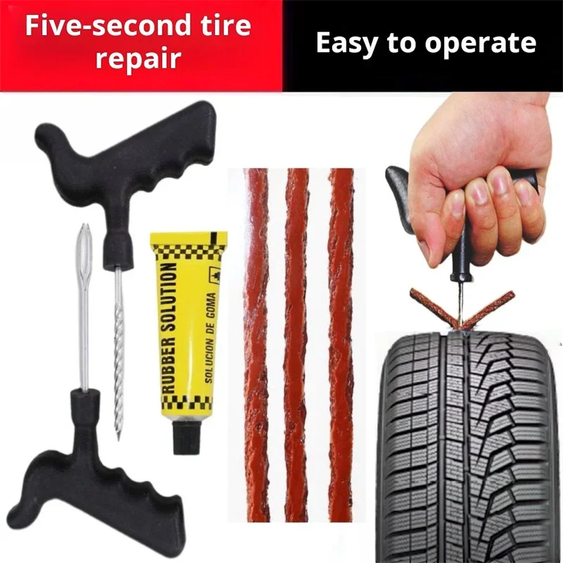 

Car tire repair tool set vacuum tire motorcycle electric vehicle emergency strip quick glue liquid magic