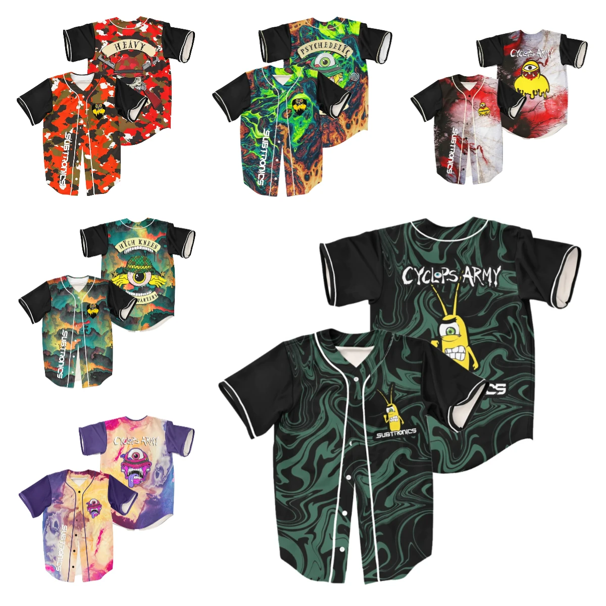 Subtronics DJ Music Festival 2026 Baseball Jersey V-Neck Short Sleeve Button-Down Shirts Women Men Streetwear Tops
