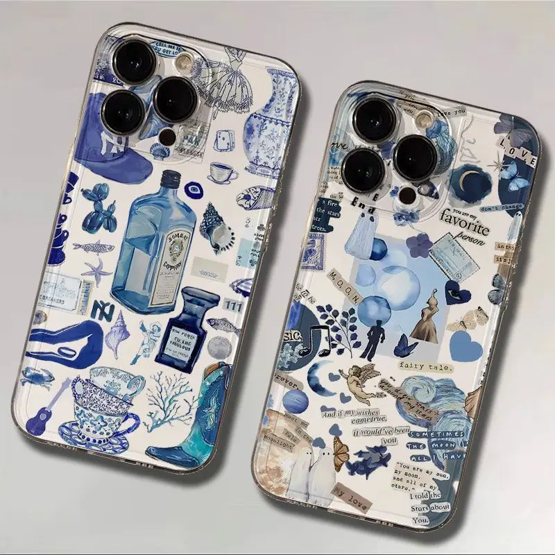 

Винтажный чехол для телефона с художественным узором для iPhone 17, 16, 15, 14, 13, 12, 11 Pro Max XR XS MAX 78PLUS MINI INS, подарочный прозрачный чехол