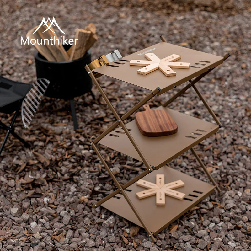 

MOUNTAINHIKER 3 Layers Outdoor Aluminium Alloy Folding Table Portable Camping Picnic BBQ Storage Rack Garden Foldable Shelf New