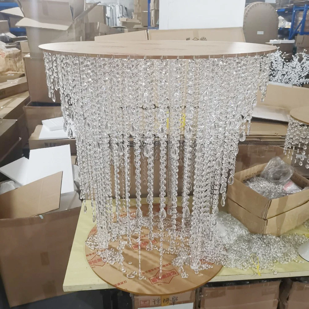 Exqusite Wedding decoration clear acrylic round crystal cake stand with mirror base image 5
