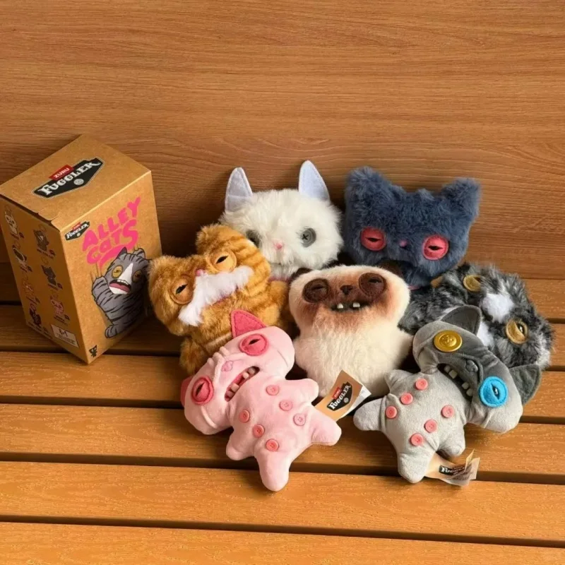 Fuggler Original Genuine Alley Cats Series Plush Cat Pendant Blind Box Blue Cat, Garfield Cat,Hairless Cat Cute Monster Keychain view 6