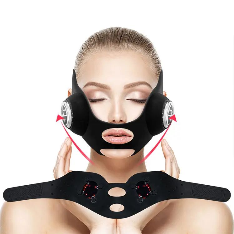 Maschera per il viso in silicone a forma di V per il mento dimagrante Ems Microcorrente Bellezza per il viso Collo Lift Massaggiatore Nastri a fascia Macchina per il lifting del viso