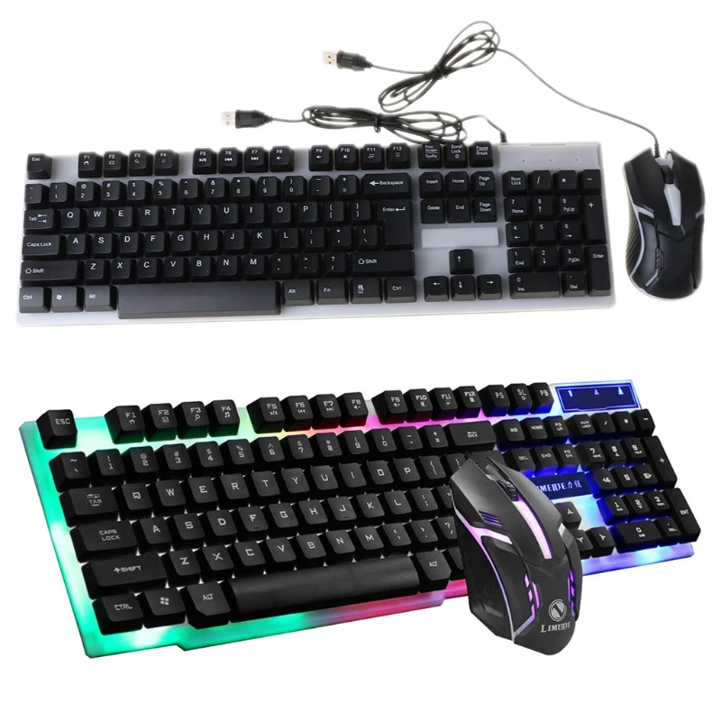 GTX300 USB Wired 104 Keys RGB Backlight Ergonomic Gaming Mouse Keyboard Combos Set Computer PC Replacement Accessories Dropship