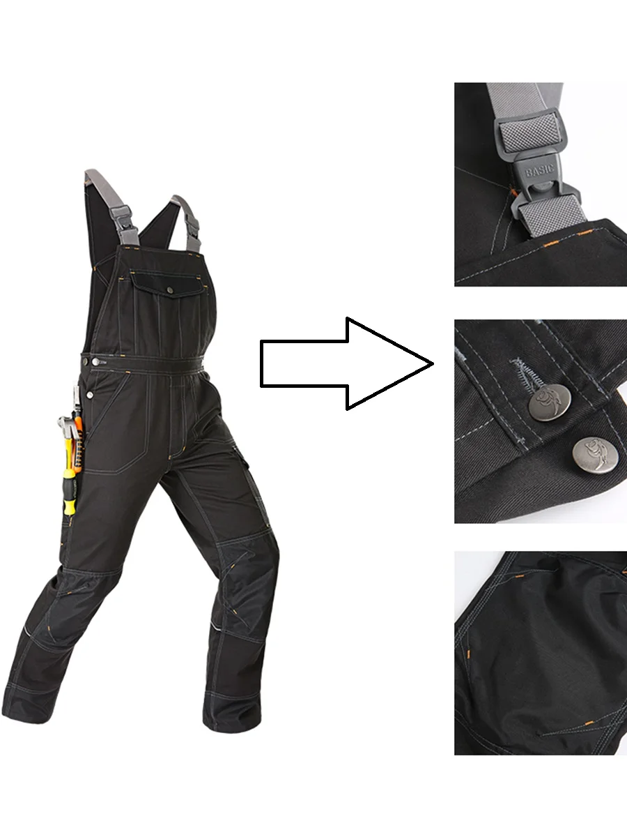 Welding Suit Working Bib Overalls With Knee Pads Working Jumpsuit Men Workwear Uniform Mechanic Multi-pockets Cargo Pants S-5xl