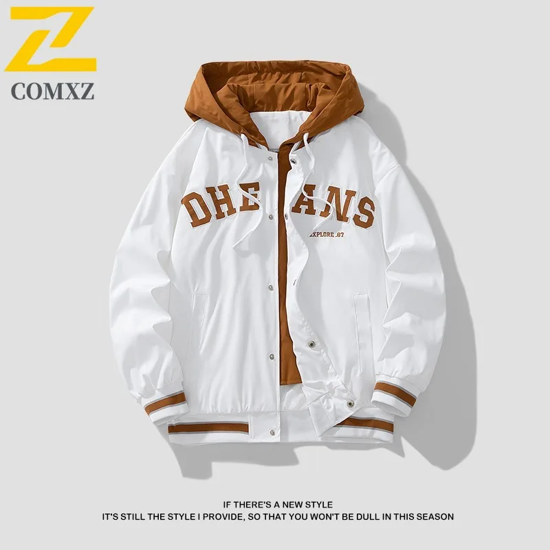 

COMXZ 2025 Dropshipping Mens Baseball Jacket Trade Loose Coat Men Fashion Casual Hoodie Men Jacket Top Mens Wear