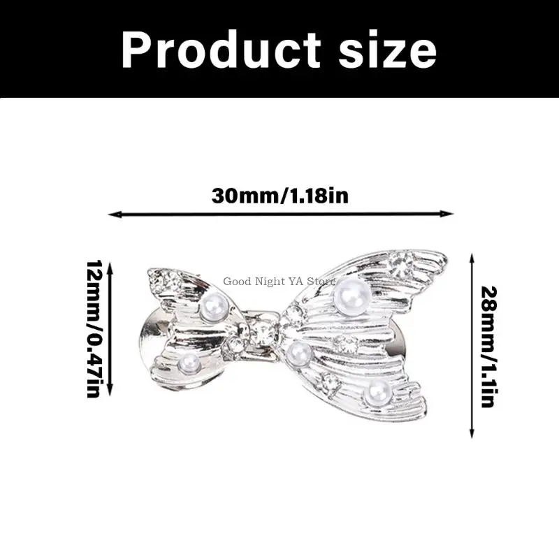 Adjustable Fish Tail Waist Clasp For Jeans Detachable Rhinestones Pearls Decorated No Sew Design