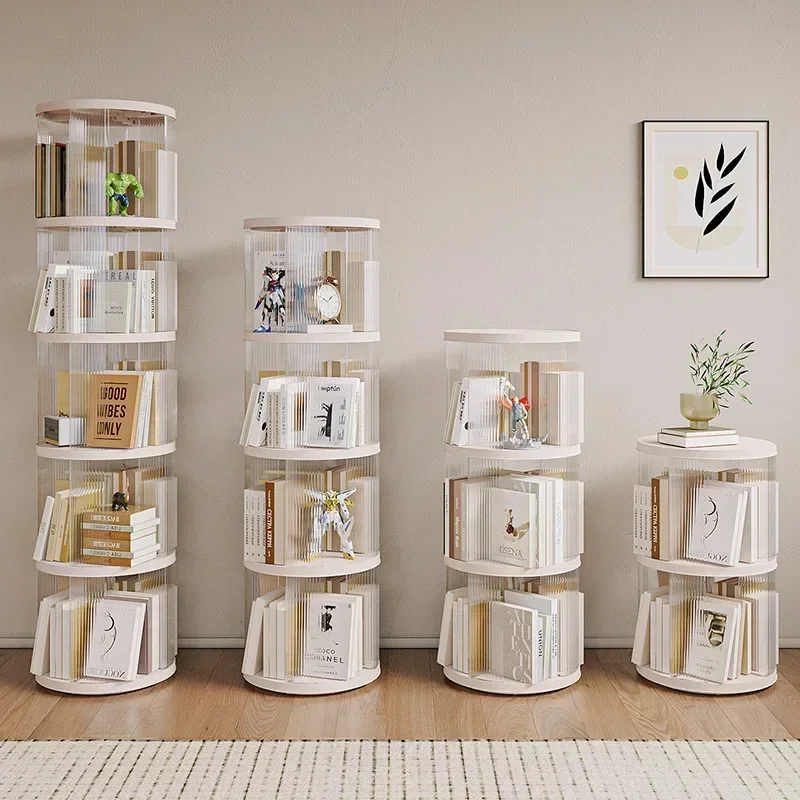 Bookshelf acrylic transparent home rotating pulley multi-layer sorting rack Student book storage organizer bathroom accessories