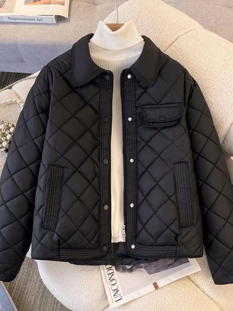 Novità in autunno inverno giacca corta in cotone moda donna sciolto casual caldo piumino capispalla temperamento colore puro femminile