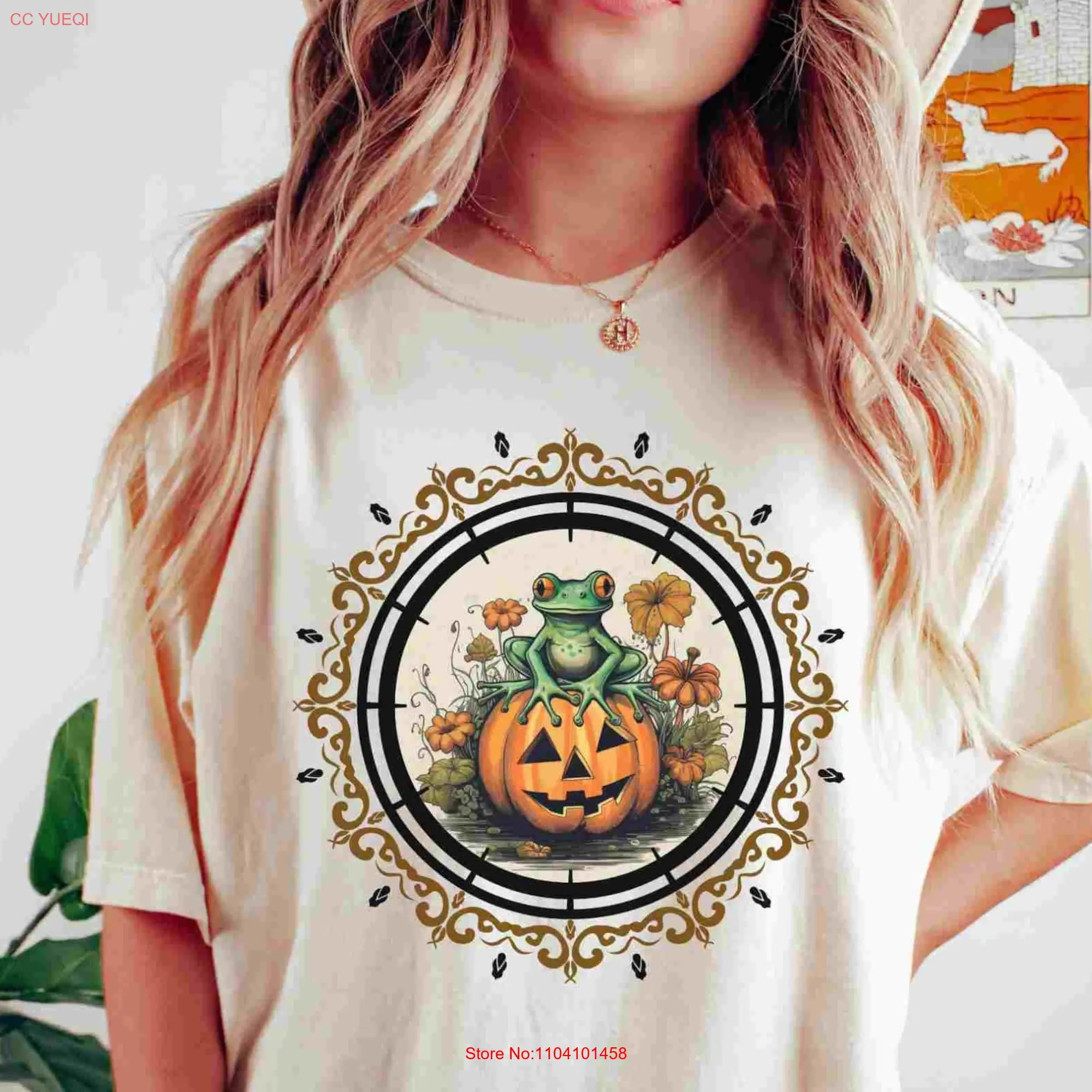 Halloween T Shirt Pumpkin Frog Comfort Colors Oversized Victorian Vintage spooky vibes Trendy Fall Cottage Core