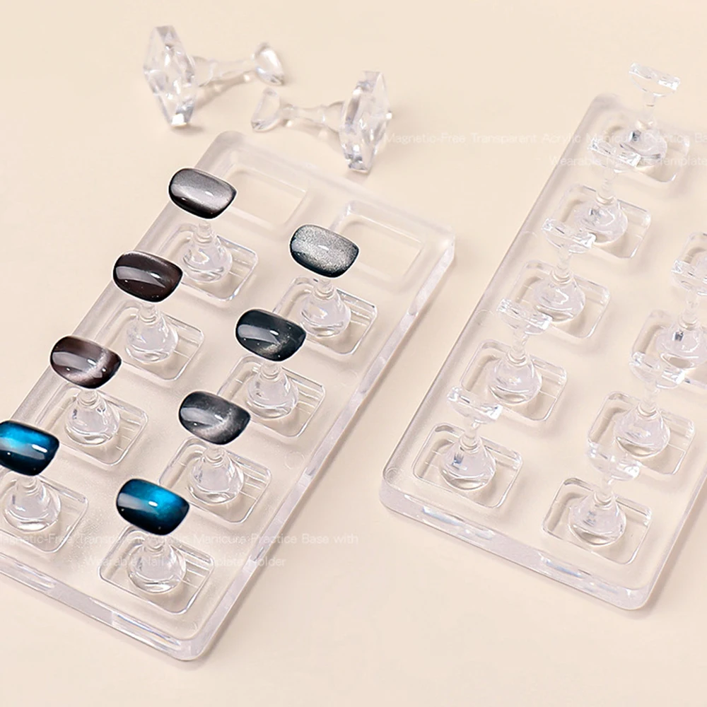5/10Pcs Transparent Non-Magnetic Nail Display Stand for Acrylic Fake Nails Display Board For Manicure Salon Practice Holder Tool