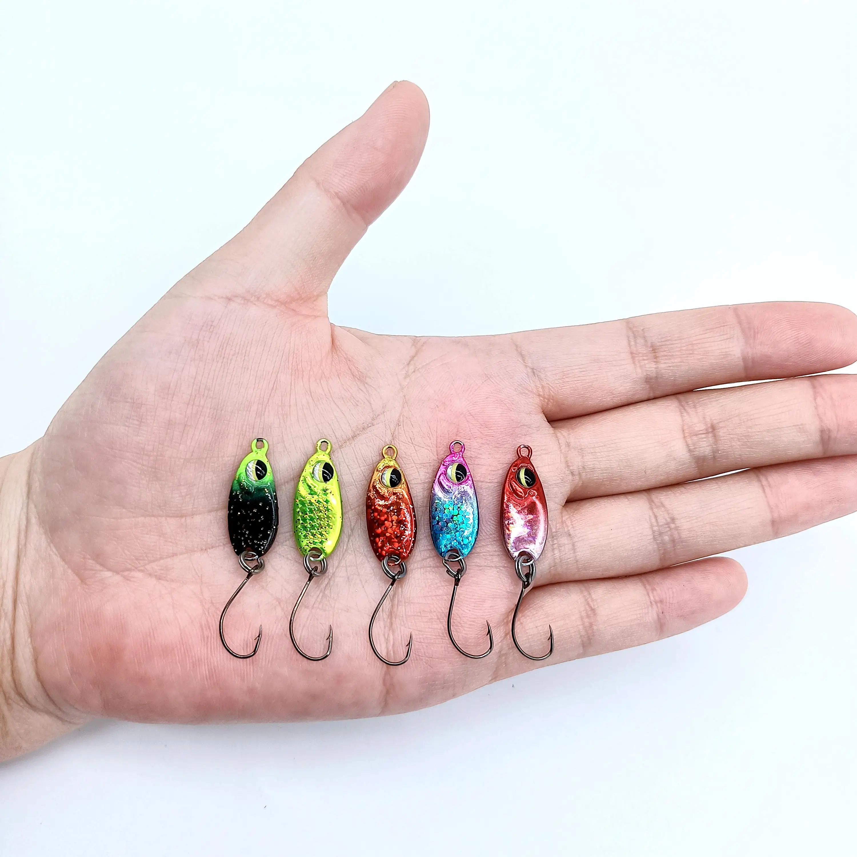 DUODUOYU 1PCS Micro Jig Mini Spoon Fishing  Lure 3g/5g Micro Metal Bait Hard Sequin Lure Spinner Spoon With Single Hook Stream