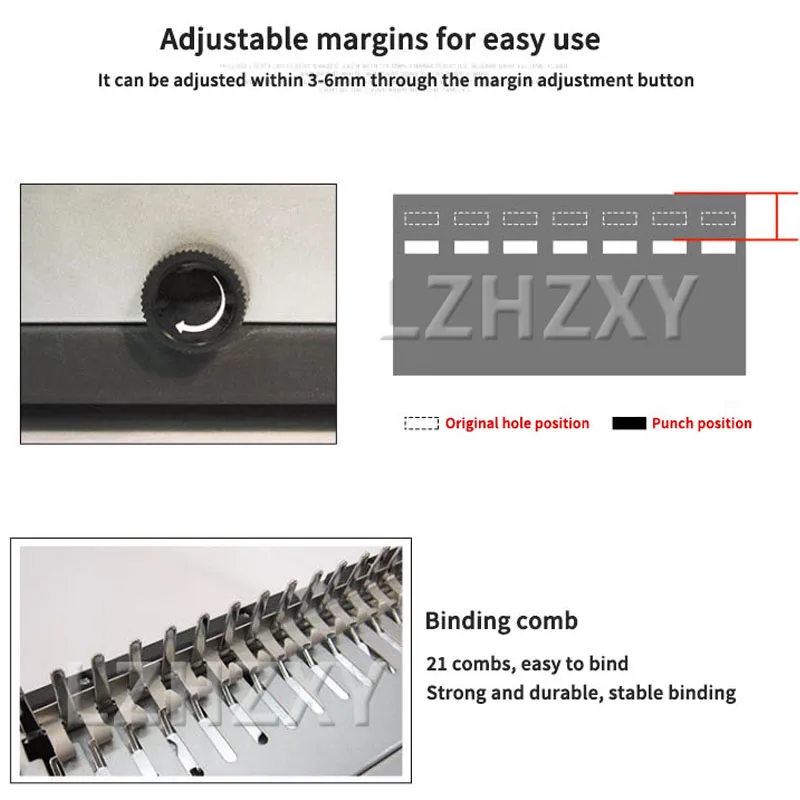 Imagem -06 - Manual Pente Encadernação Machine Tape Clip a4 Papel Documento Soco Voucher 21 Furo Encadernação Machine U-s85