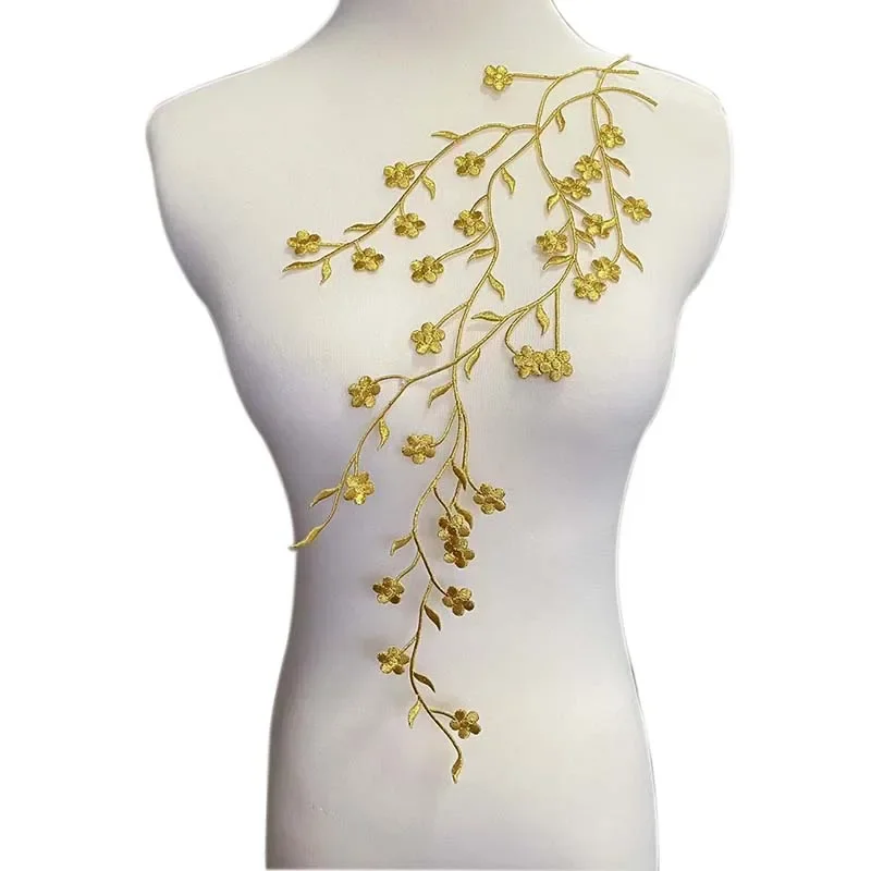 47CM/3d tkanina kwiatowa aplikacja naszywka na odzież Vetement termokollant, kwiat śliwki haft żelazko na naszywki na sukienkę, Cheongsam