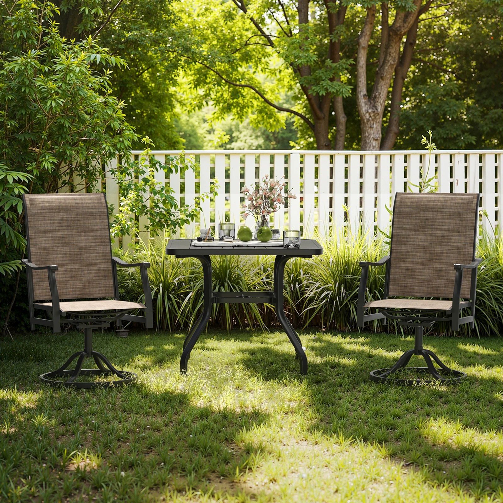 Outdoor Dining Chairs Set of 2, 360°Swivel Patio Dining Chair,Ergonomic Comfort, Perfect for Patio, Backyard, Balcony