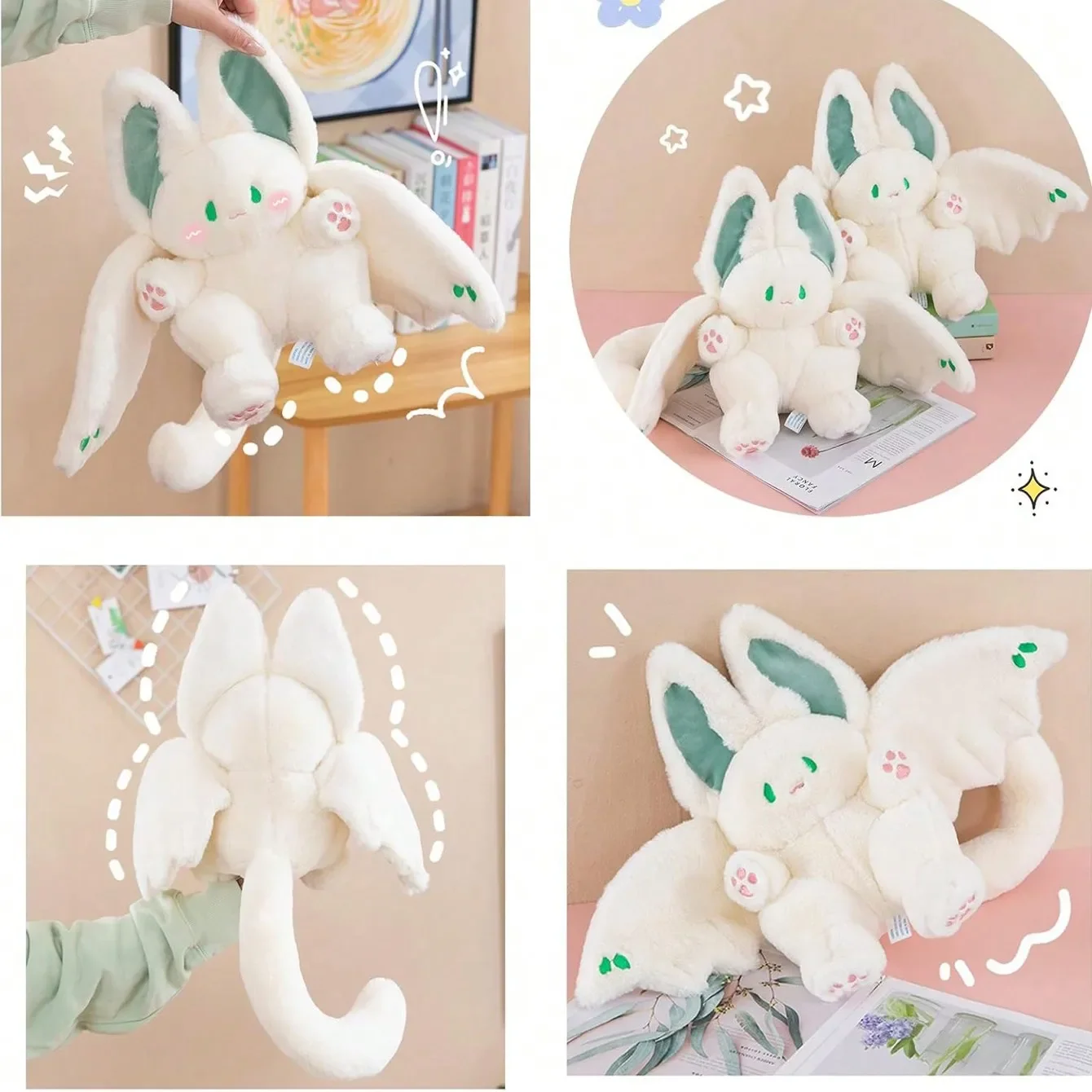 1 قطعة لعبة أرنب الخفافيش القوطية القطيفة 13.8 بوصة ، وسادة أرنب الخفافيش الناعمة ، هدية حيوانات محشوة لطيفة لعيد الميلاد وعيد الميلاد