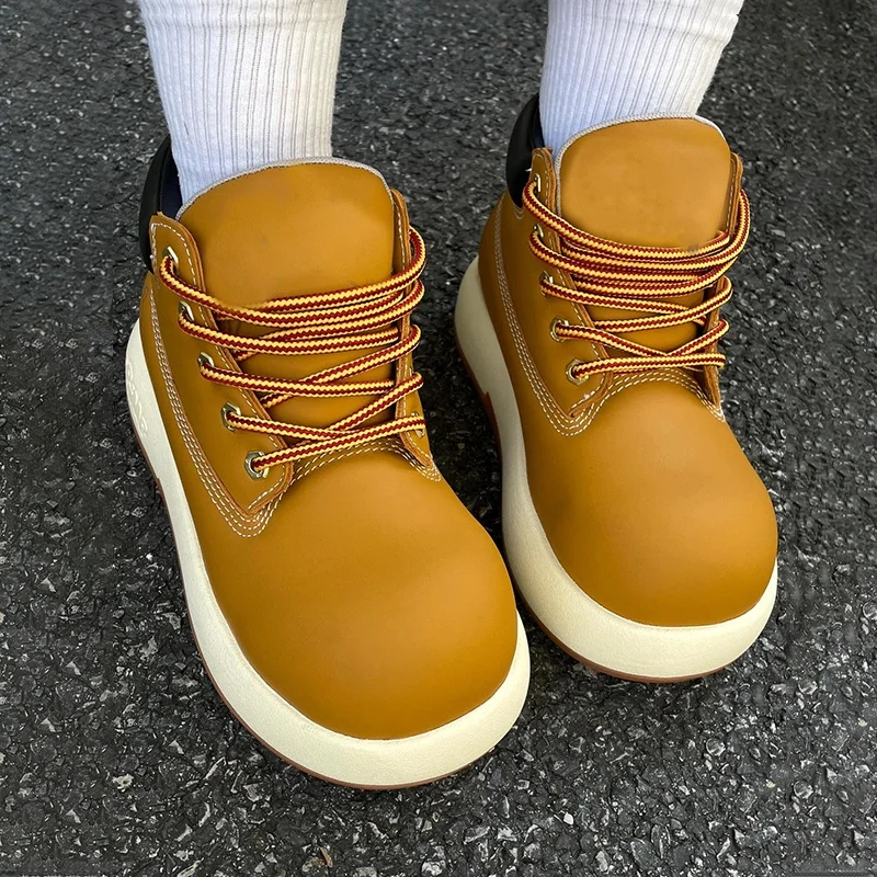 

Мужские ботинки на низком каблуке Briti Sle, уродливые милые повседневные ботинки для пар с большой головкой Bread Q Version