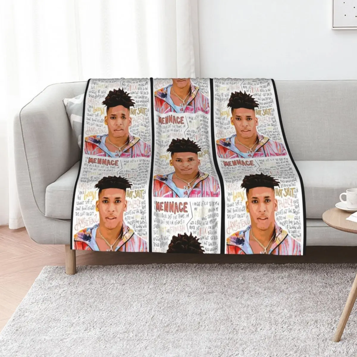 

NLE Choppa Throw Blanket Furrys Luxury Brand Luxury Designer Plaid on the sofa Blankets