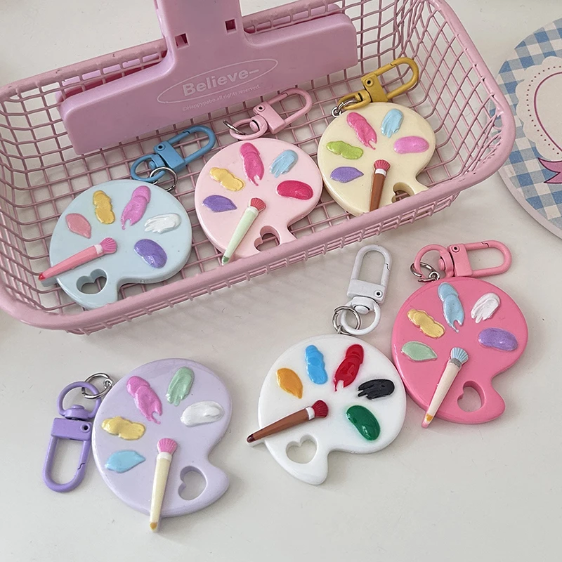 1Pc Cute Paint Palette Keychain Fun Creative Pendant Couple Girlfriends Gift Fashion Mini Palette Book Bag Accessories