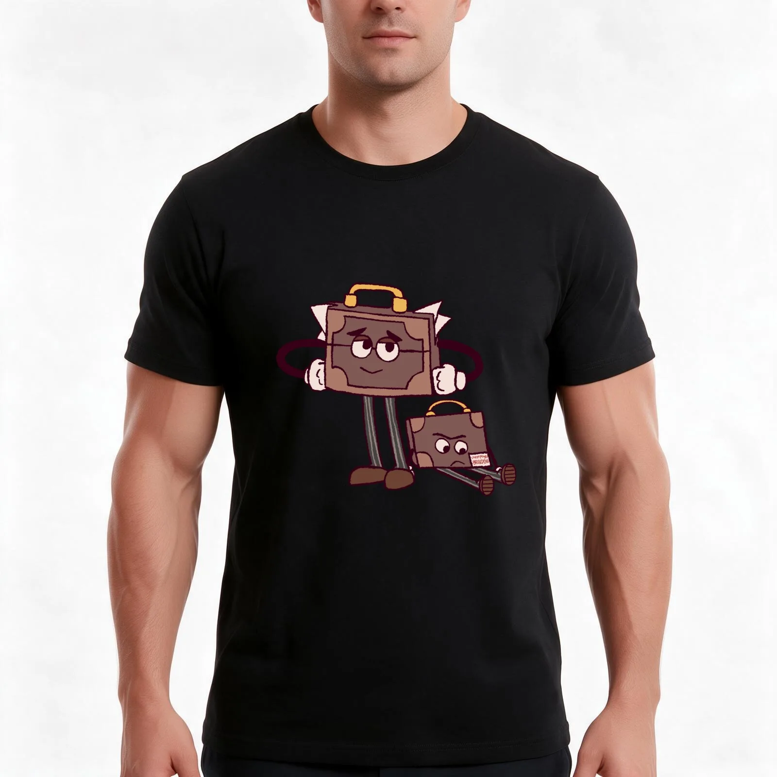 DHMIS - Briefcase and Unemployed Brendon T-Shirt, Summer Casual Cotton Tee, Oversized Streetwear Tops, Vintage Graphic Print