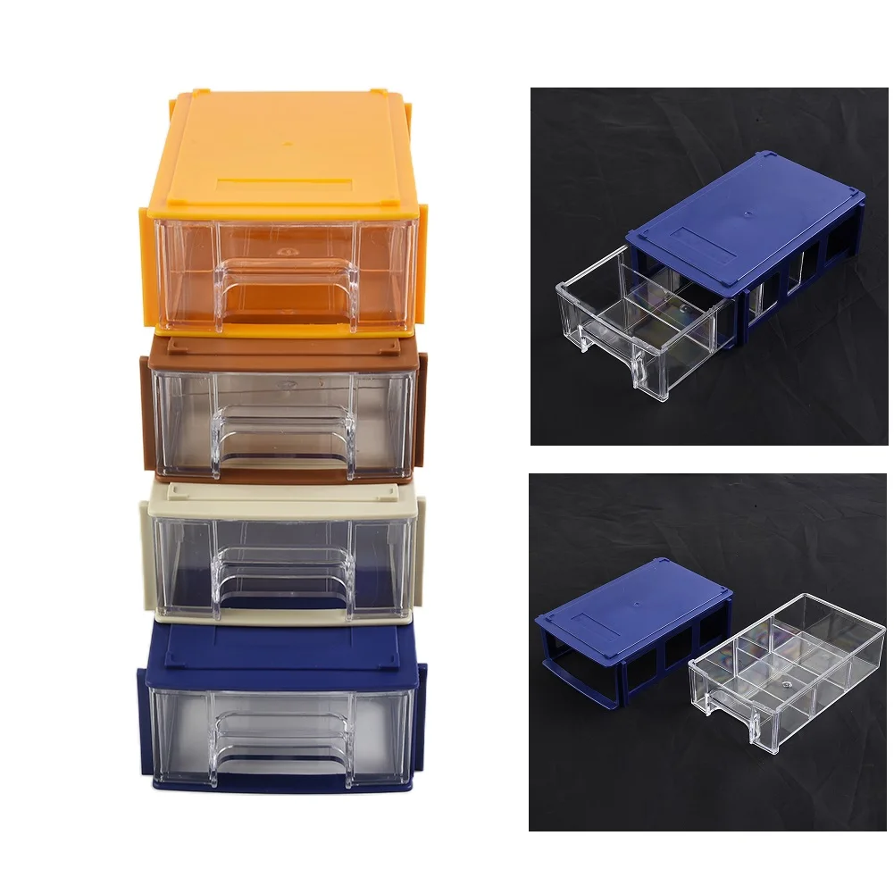 4 Colors 1PC Stackable Plastic Thick Small Parts Cabinet Hardware Parts Container Box Drawer Screws Toolbox Storage Shelf
