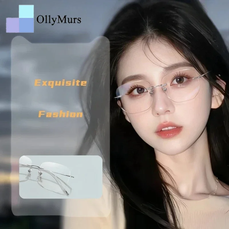 

OLLYMURS модные темпераментные очки без оправы из чистого титана женские ретро трендовые оптические очки по рецепту оправа мужские 8925-F