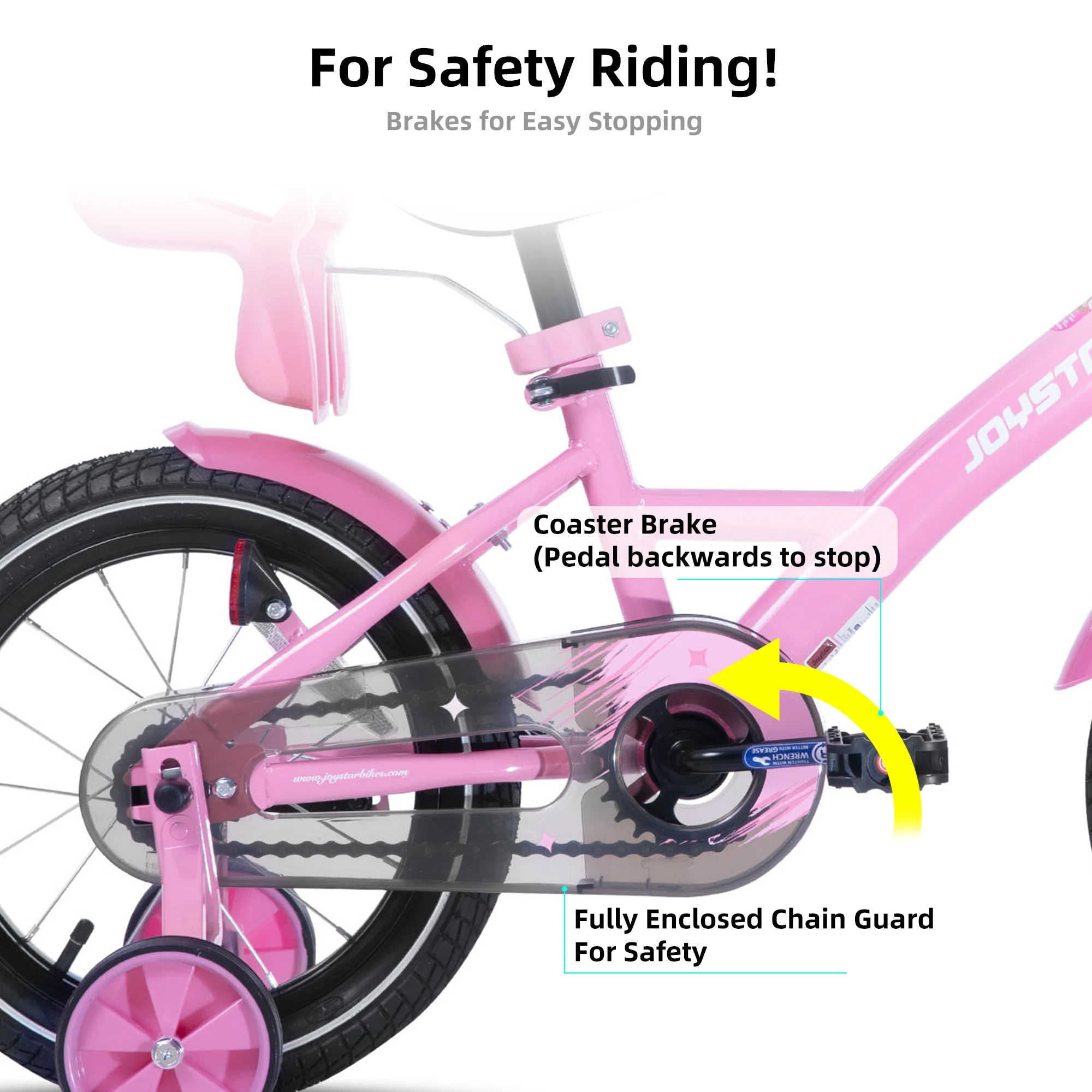 Joystar Bicicleta para niños de 14, 16 y 20 pulgadas para niñas de 3 a 10 años, bicicletas para niñas con ruedas de entrenamiento, serpentinas, cesta y asiento para muñecas