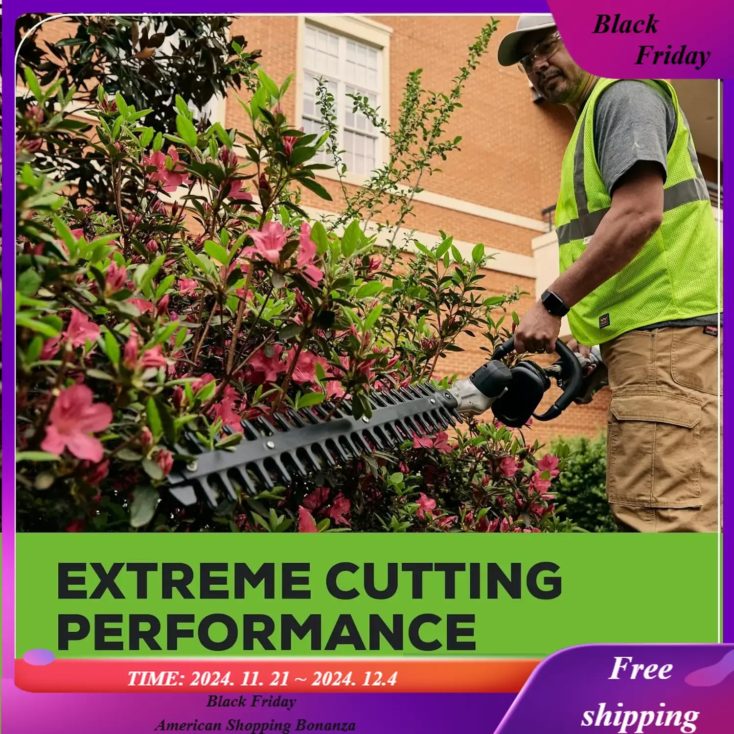 

82V 24" Brushless Prosumer Cordless Short Pole Hedge Trimmer, 2.5Ah Battery and 8A Dual Port Rapid Charger