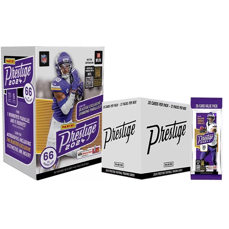 

2024 Коллекционная карта Panini Prestige Football Blaster, фирменная карта со звездой, 11 случайных карт/упаковка, подарки, 6 упаковок/корпусов, подарки для фанатов