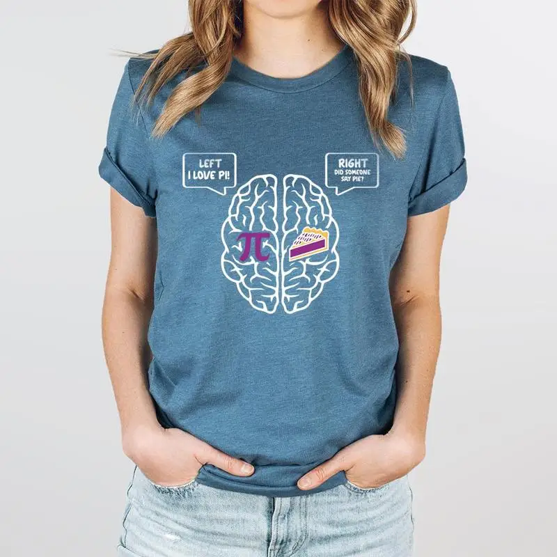 

Pi Day Brain T Shirt Funny Math Teacher Humorous Sarcastic and Pie Cute